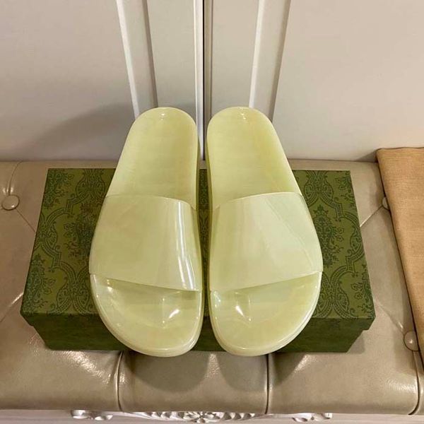 

transparent jelly air cushion wide comfort slippers open toe 2021 summer women's sandals luxury designer luminous short feet men's, Black