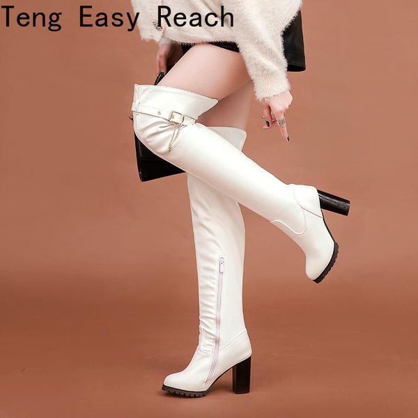 

boots 2021 winter women over the knee high skidproof sole cosy chunky heels fashion stylish leisure cool long 33-46, Black
