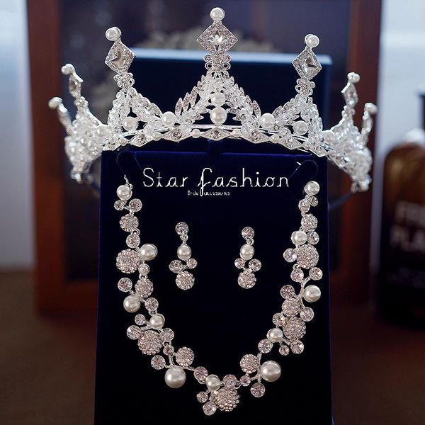 

wedding jewelry sets silver bridal prom crystal rhinestone necklace earrings bracelet tiaras crown for bride bridesmaid, Slivery;golden
