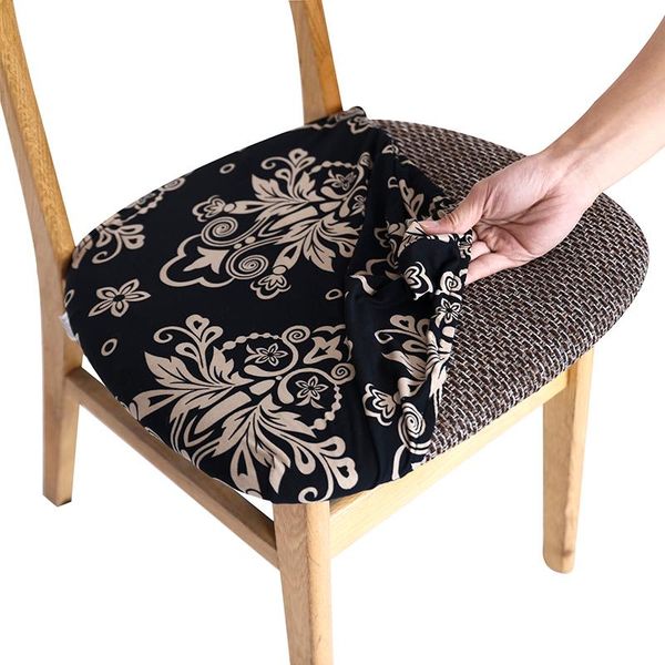

chair covers printed stretch cover with elastic band soft dining seat protector case kitchen restaurant