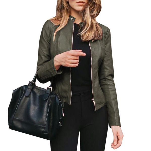 

women's jackets leather jacket women zip up coat office lady casual solid color overcoat autumn winter coats and, Black;brown