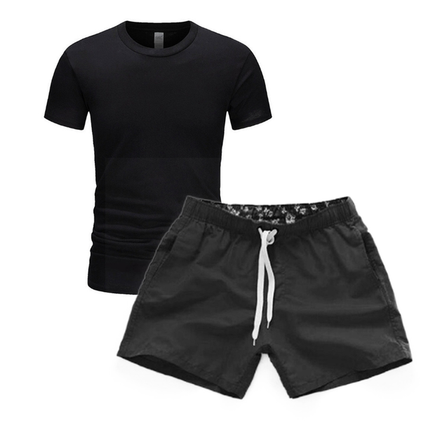 

gym clothing men's running suit outdoor cycling jogging comprehensive training basketball sportswear fitness t-shirt sports shorts, White;black