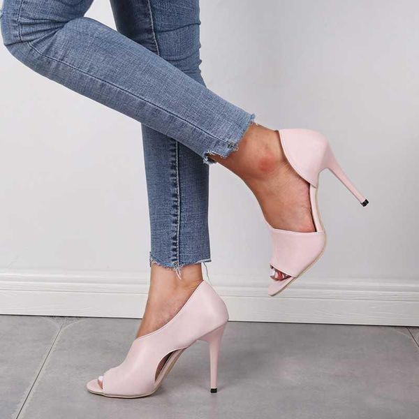 

sandals women high heels fish mouth summer shoes for slip on pumps fashion ladies party pink women's sandalias, Black