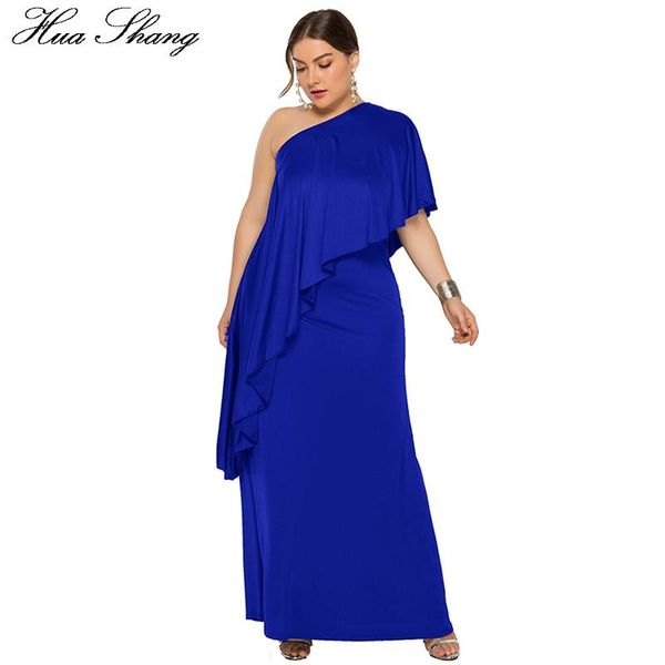 

casual dresses one shoulder party dress women 2021 summer off ruffles plus size slim ladies tunic maxi long, Black;gray