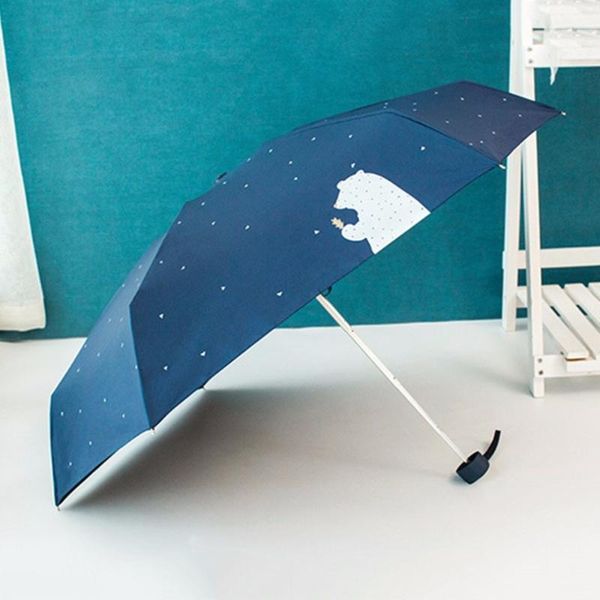 

umbrellas korean style cute bear sun-rain umbrella five folding 6 stainless steel ribs mini anti-uv