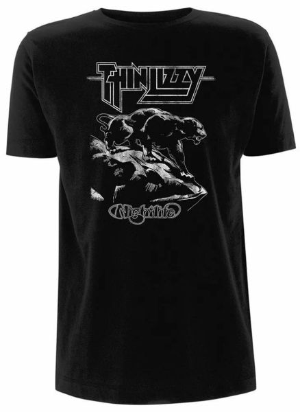 

official thin lizzy t shirt nightlife black mens classic rock metal tee, White;black