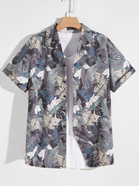

men plants and floral print shirt f0lg#, White;black