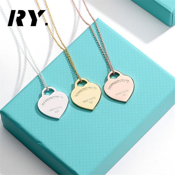 

jewelry wholesale female simple love brand necklace clavicle chain t home jewelry white copper electroplating thickened designer women men c, Silver