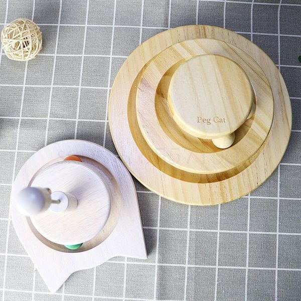 

cat toys wooden toy cats self-turntable ball orbit kitty supplies pet gift box solid wood