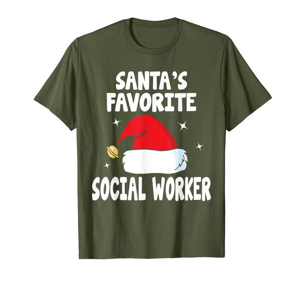 

santa's favorite social worker funny xmas t-shirt, White;black