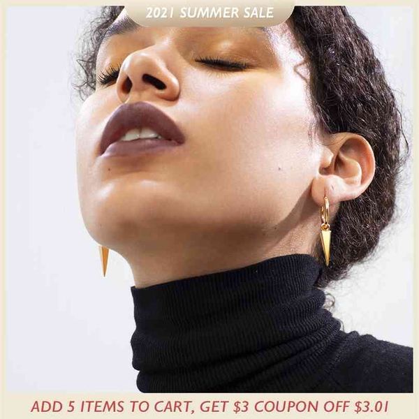 

enfashion pyramid spike drop earrings for women gold color geometric earings stainless steel fashion jewelry kolczyki e201154 210625, Silver
