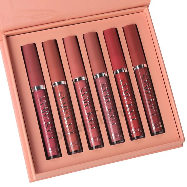 

new 6pcs/set ultra velvet matte liquid lipstick gloss waterproof long lasting lipgloss women fashion lip glosses makeup case wzg eb1804