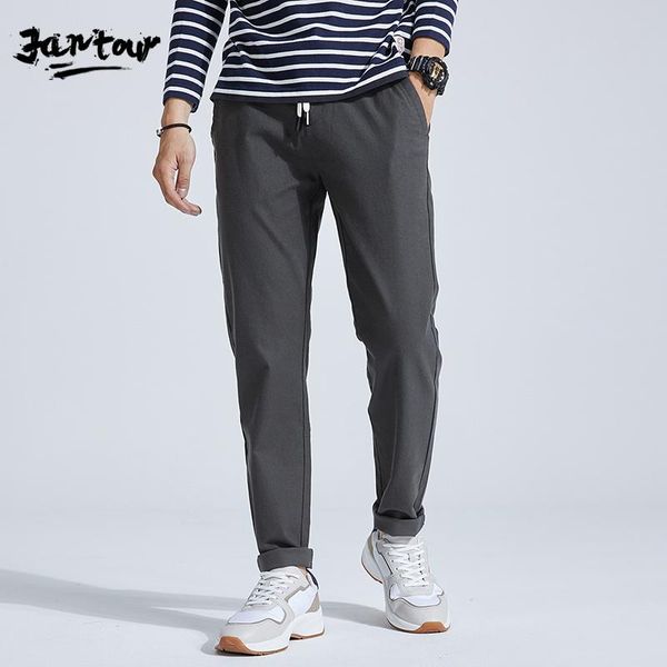 

men's pants 2021 fashion men slim fit spring summer business flat classic full length thin casual trousers male 28-38, Black