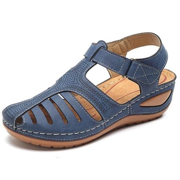 

sandals women casual retro style buckle wedges, Black