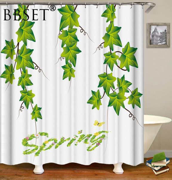 

spring green plant vine pattern plants shower curtain waterproof multi-size douchegordijn bathroom decor with 12 hooks curtains
