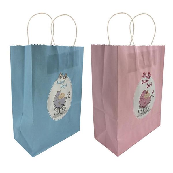 

gift wrap 5pcs baby boy girl kraft paper bags birthday party decor kids shower biscuit candy package bag gender reveal supplies