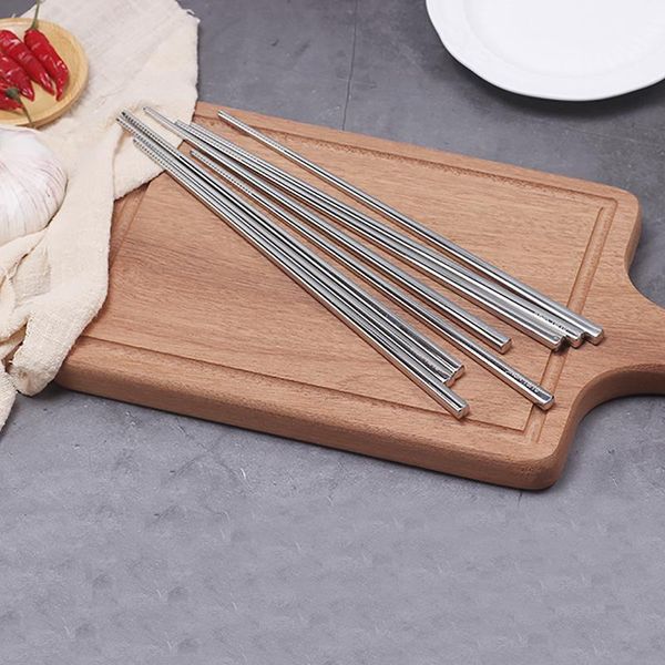 

pcs 18/10 stainless steel anti-slip long chopsticks kitchen el tableware for rice sushi beef chinese style