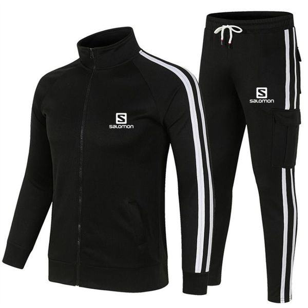 

men's tracksuits fashion sportswear spring and autumn leisure sports suit zipper + pants brand, Gray