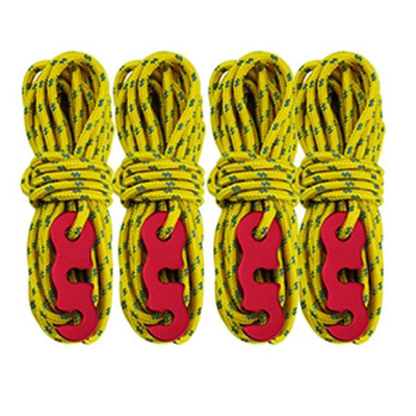 

3mm 4m 4 pack reflective tent guide rope lightweight guy line cord aluminum adjuster guyline tensioner camping hiking outdoor gadgets