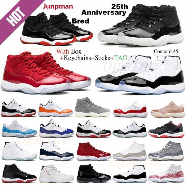 

jumpman retro 11 25th anniversary basketball shoes georgetown bred concord space jam men 11s university blue red 72-10 barons sneakers 36-46