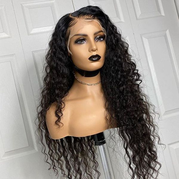 

26 inch long loose curly lace front wig for women with babyhair high temperature fiber daily wear middle part cosplay glueless natural looki, Black;brown