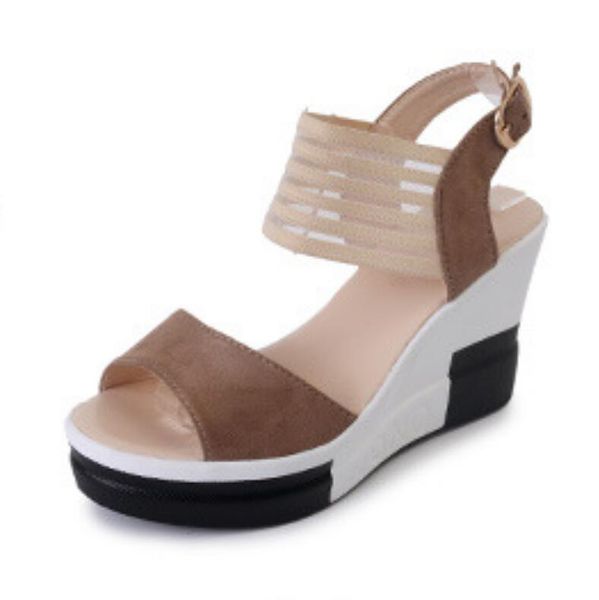 

2021 sandals gladiator wedges-buckle platform casual-shoes hollow-female, Black