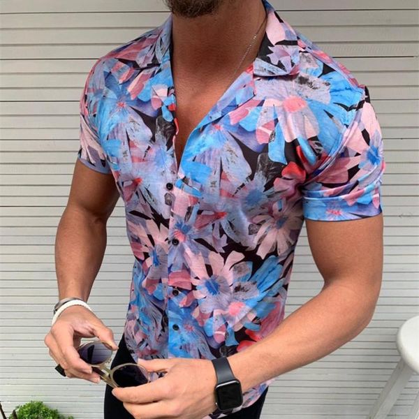

men's casual shirts european and american shirt fashion printing breathable lapel short sleeve summer streetwear 3 colors -3xl, White;black