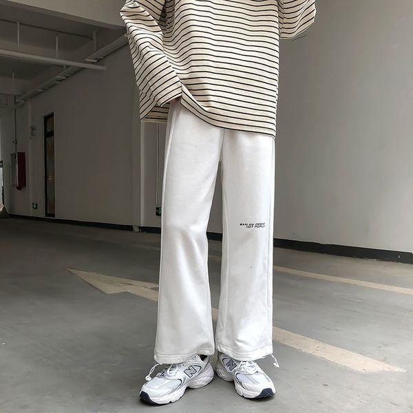 

men's pants spring sweatpants fashion joggers casual men streetwear korean loose hip-hop straight wide leg mens trousers q0eg, Black