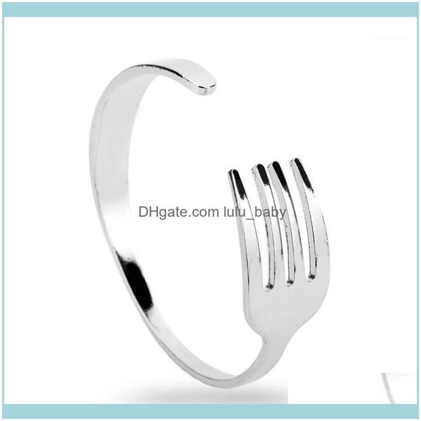 Bangle Jewelrymqchun Creative Design Fashion Knife Fork Sier Bracciali aperti Braccialetti per uomo Donna Gioielli Hip Hop regolabili1 Drop Deliver