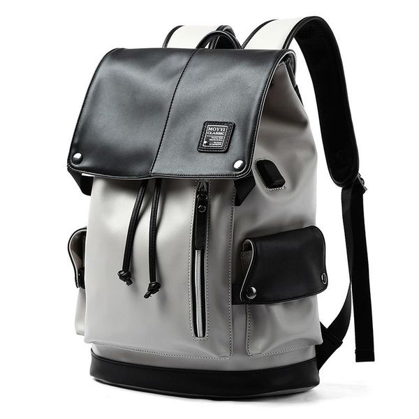 

backpack casual men leather school bag waterproof travel student pu bookbag