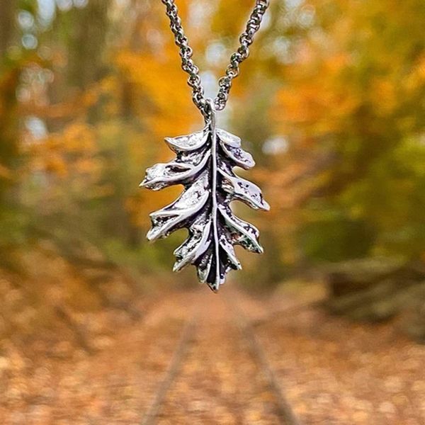 

silver oak leaf necklace tree pendant jewelry gift for women girls alloy neck chain jrdh889 chains
