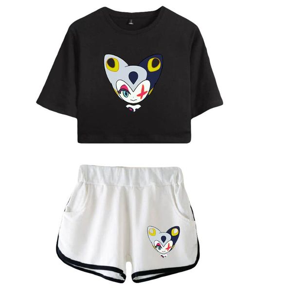 

women's shorts kawaii game world's end club two piece sets shorts+short sleeve t-shirt 2021 women summer y2k women-clothing, White;black