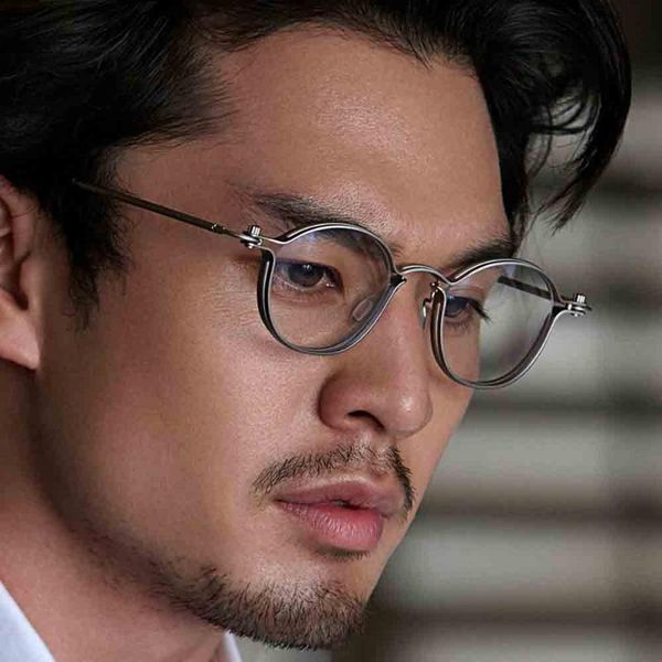 

fashion sunglasses frames eleccion japanese handmade eyewear retro round glasses frame for men women optics titanium prescription myopia eye, Black