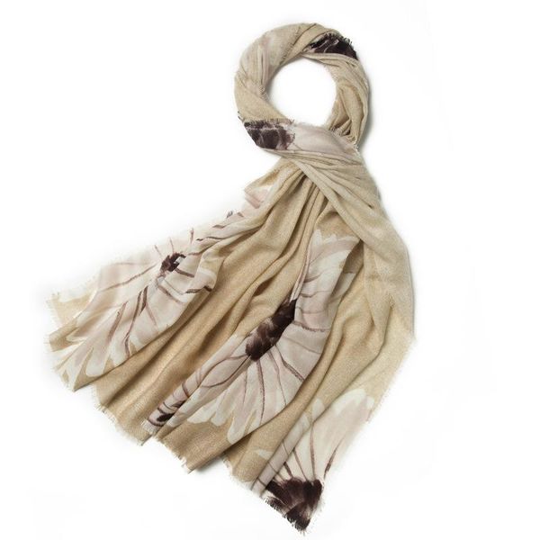 

bandanas ink flower print women 100% wool scarf shawl wraps 2021 winter fashion scarves for ladies 195 x 85cm, Blue;gray
