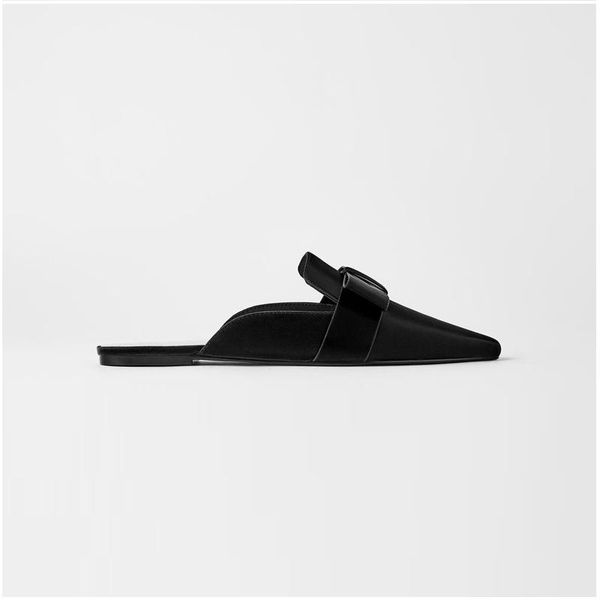 

teahoo 2021 summer fashion flat women sandals black pointed butterfly-knot lady mules suede comfortable casual shoes mujer