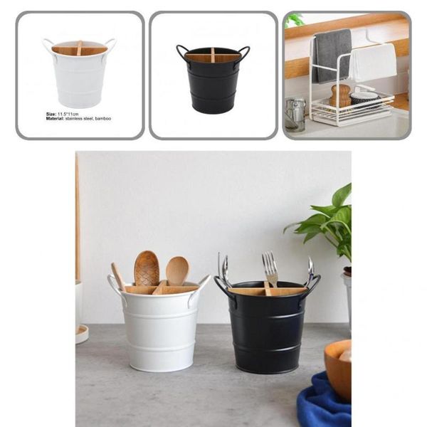 

hooks & rails flatware holder retro kitchen utensil large capacity stainless steel 4-grids spoon fork chopsticks for restaurant