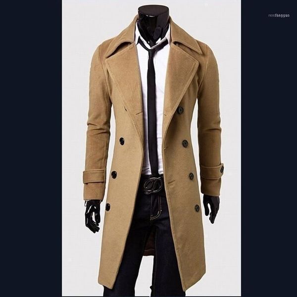 

men's wool & blends men long peacoat pea a winter down jacket mens coat male camel overcoat manteau homme chaqueta de invierno los homb, Black