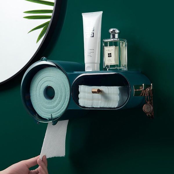 

toilet paper holders dfu punchselfadhesive waterproof wallmounted tissue box cover multifunction bathroom storage organizer holder