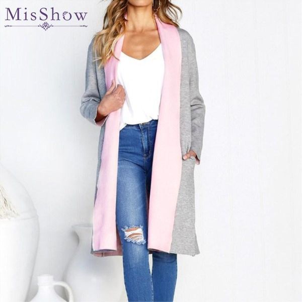

women's sweaters arrival 2 colors patchwork long sleeve women sweater 2021 knitted turn-down collar cardigans autumn winter coat, White;black