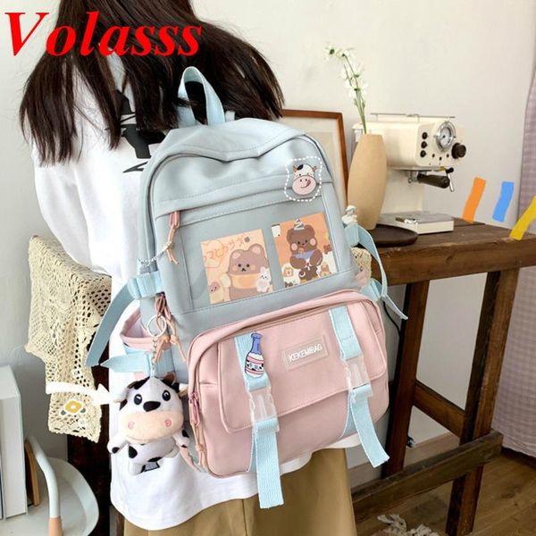 

backpack volasss fashion woman kawaii canvas leisure travel bag korean style rucksack bookbag for teenager girl schoolbag laptop