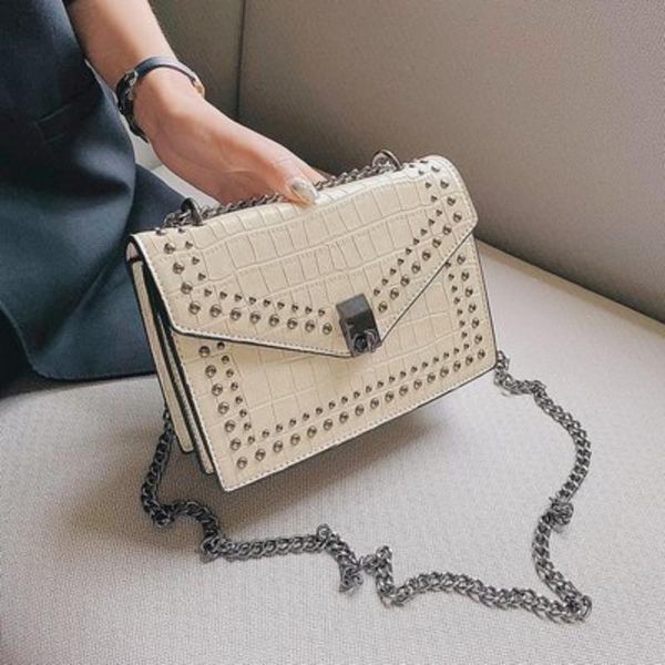 

women 's brand bags versatile pu rivet bag single shoulder chain diagonal flap handbag fashion small square cross body