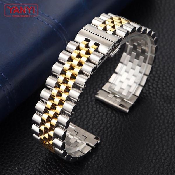 

watch bands stainless steel watchband 12-24mm watches strap solid metal band 316l bracelet butterfly buckle, Black;brown