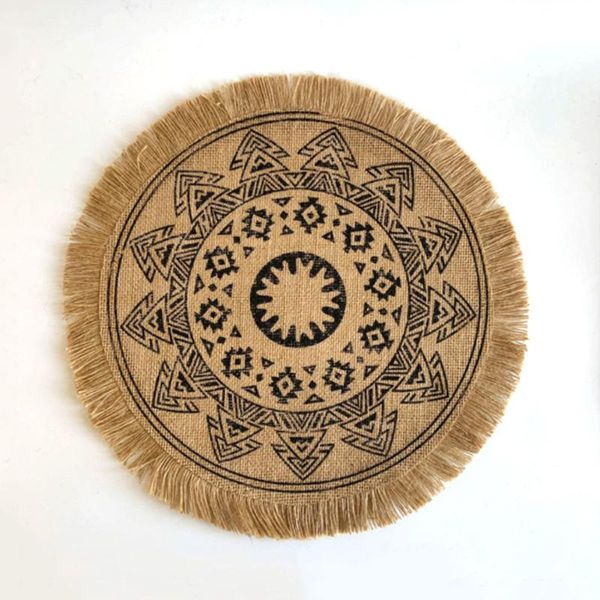

mats & pads vintage coasters round weave cup mat kitchen table decoration plate for coffe posing props home