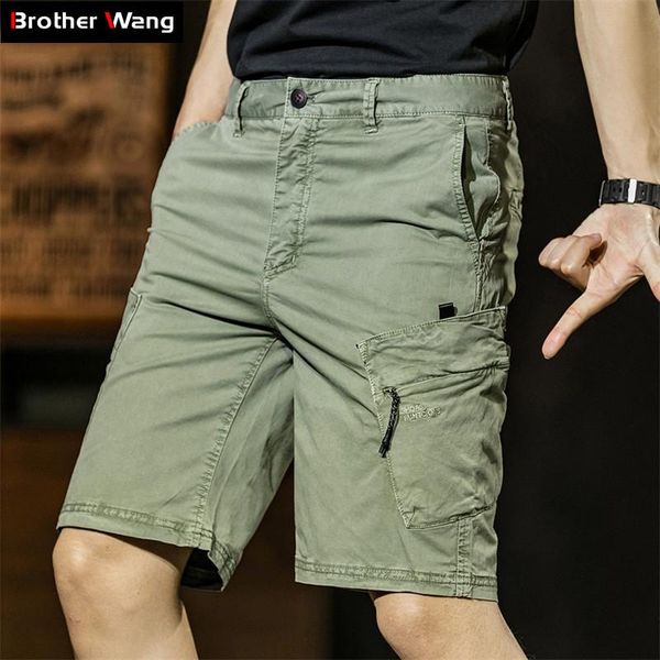 

summer men's cotton casual cargo shorts zipper pocket straight khaki short pants male brand clothes, White;black