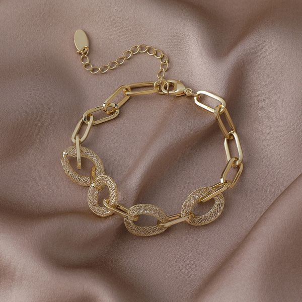

bracelet korean designer metal chain crystal mesh design interlocking clause female, Golden;silver
