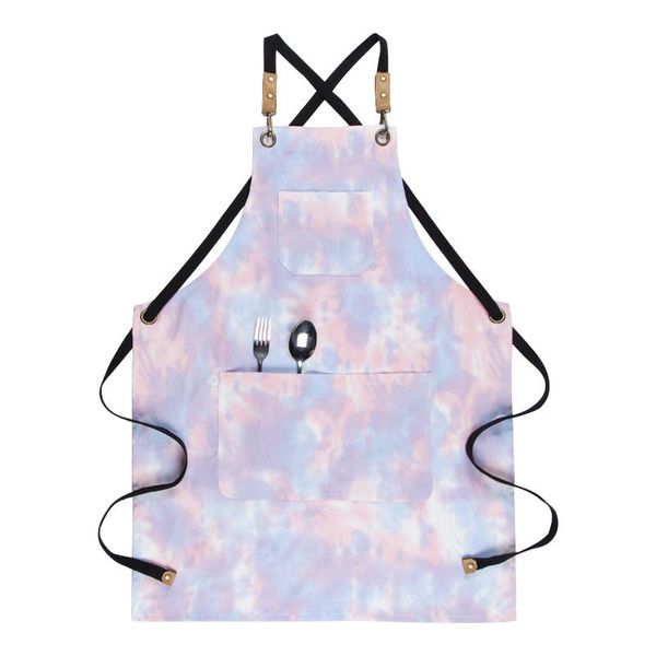

aprons creative tie-dye soft cotton apron flower shop cafe restaurant bookstore waiter household cleaning unisex