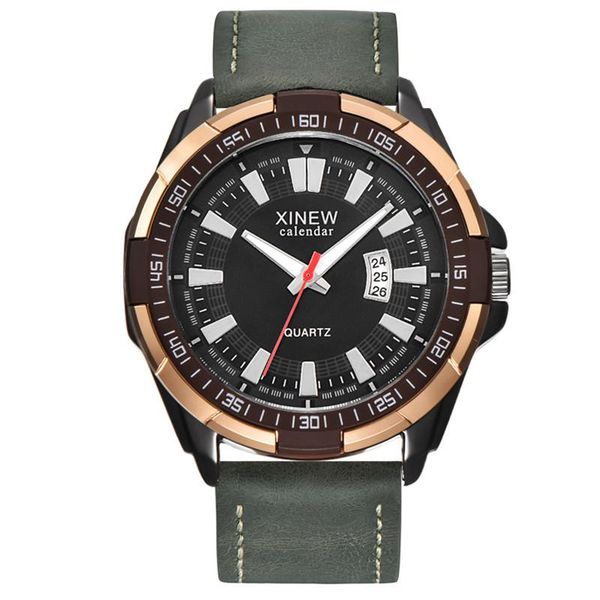 

wristwatches original curdden 5538 brand watches mens fashion leather band military army date quartz relogios masculinos black, Slivery;brown