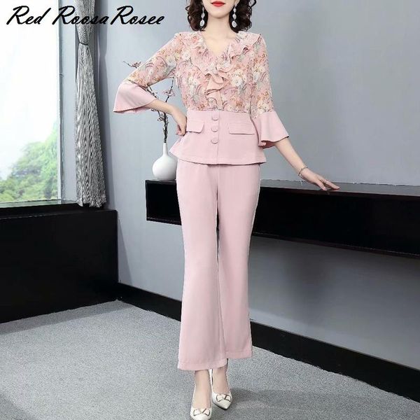 

women fashion bow collar three quarter pants suit women's two piece, White