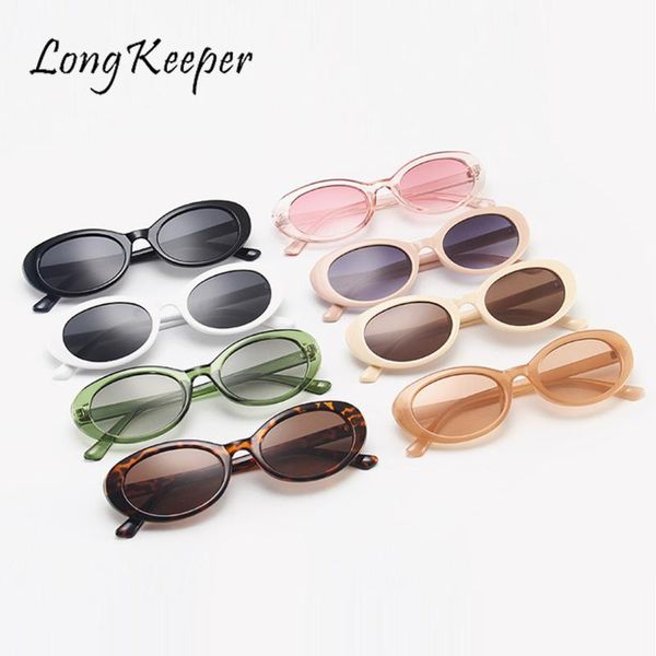 

longkeeper oval sunglasses women brand designer cat eye eyewear vintage retro round frame sun glasses female male uv400, White;black