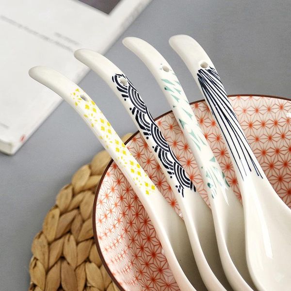 

spoons japanese style spoon and wind soup under glaze color ceramic el home machine printed long handle
